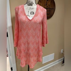 Jordan Taylor Coral & White herringbone Cover-up M